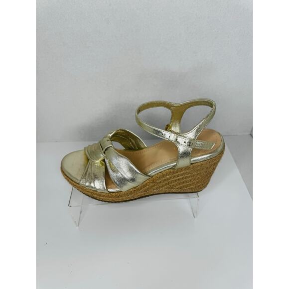 Ted Baker Classic espadrille Gold Carda Heel Wedge Sandal sz 39 - Picture 3 of 10